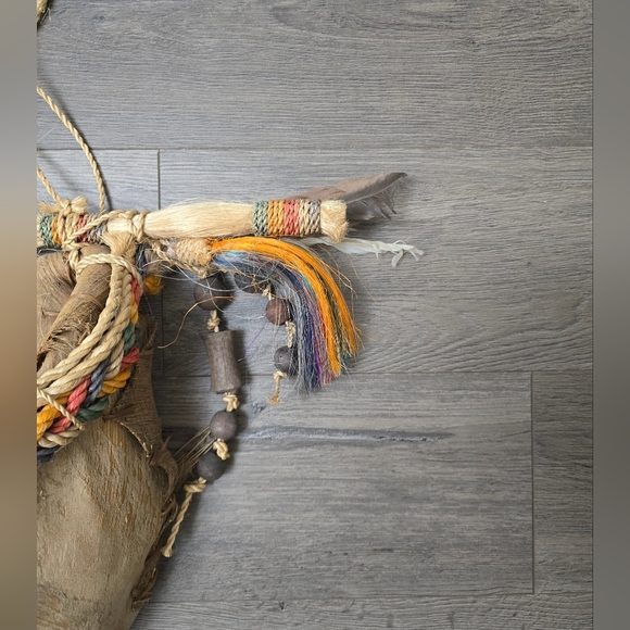Native American Handmade Primitive Natural Palm Husk Leaf Fiber Wall Basket